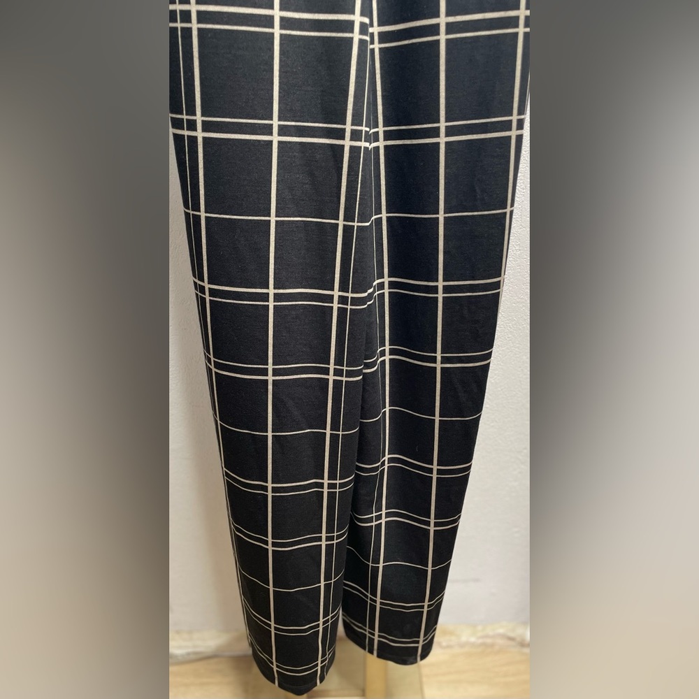 Leith XXS Black & Tan plaid JumpSuit V-Neck Sleeveless W/ Side Zipper - Picture 4 of 8